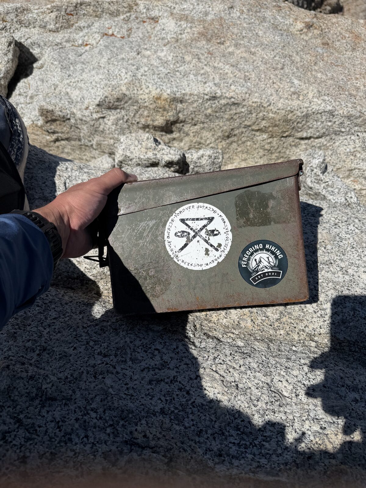 The trail register in its ammo box