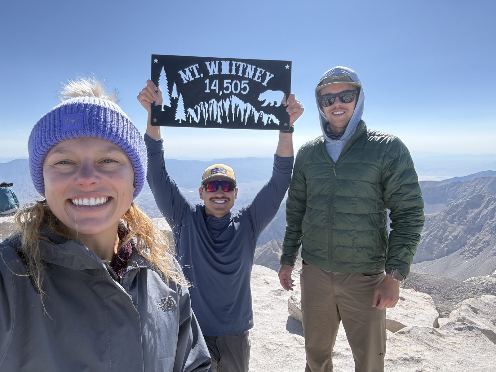 On the Mt. Whitney summit with John Paul and Hannah